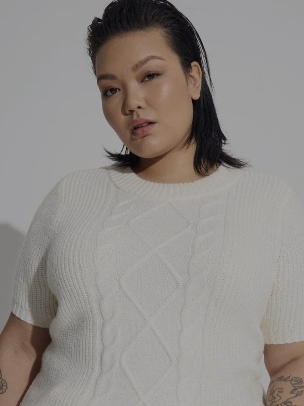 TORRID Cream White Cable Knit Short Sleeve Crew Neck Sweater 1X NWT